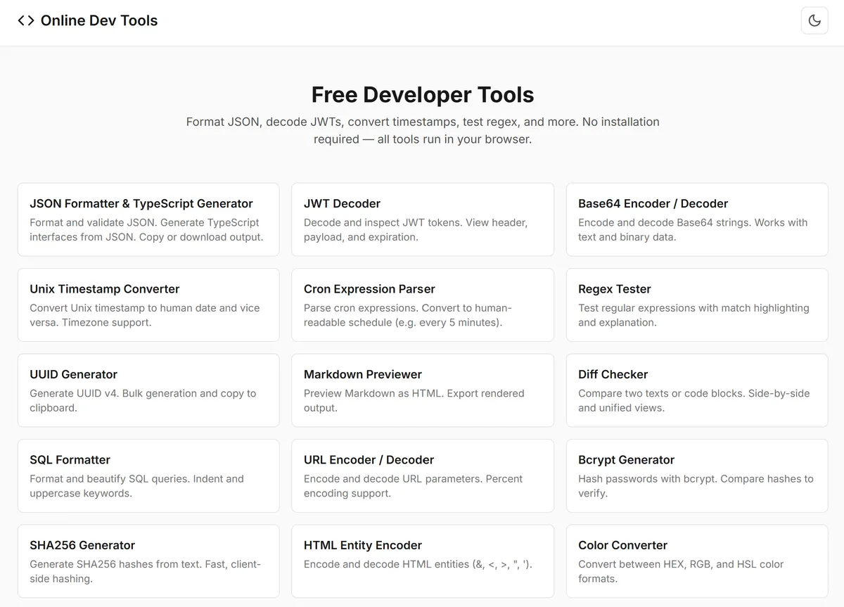 Online Dev Tools — slide 1 of 1